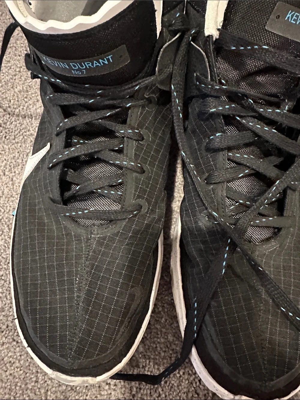 Nike Black/White Kevin Durant Basketball Sneakers with Teal Accents